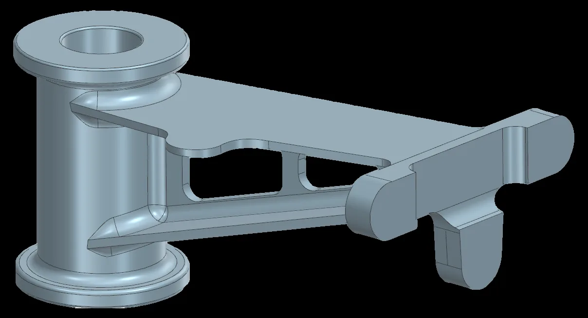 Scanned geometry of a bracket rebuilt as solid geometry