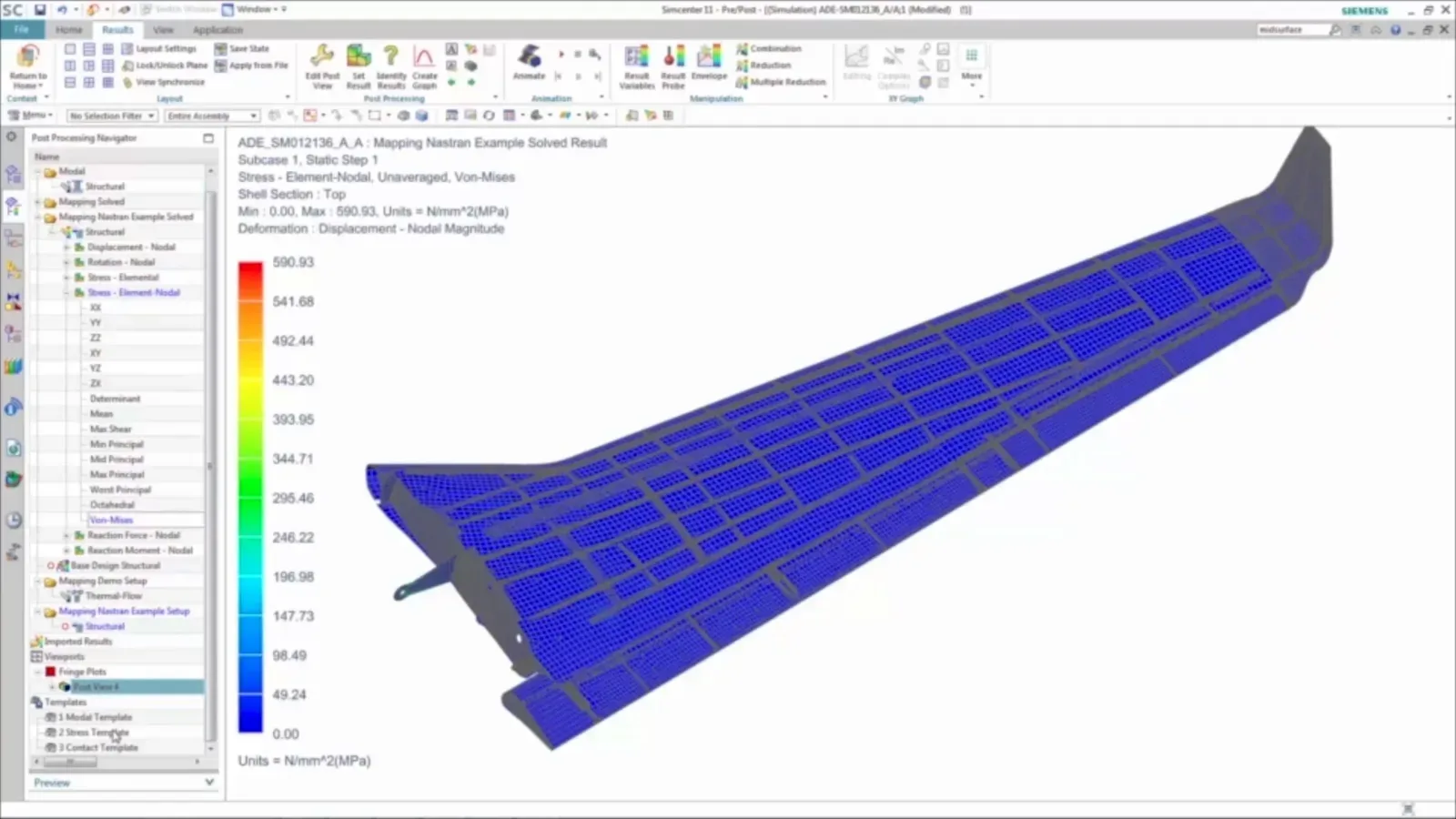 Structural analysis of an aircraft wing rib in Simcenter 3D
