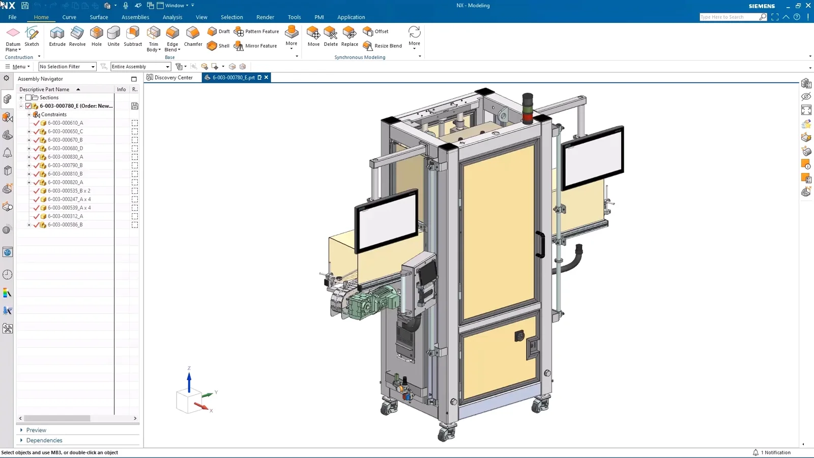 Machine assembly in Designcenter Solid Edge